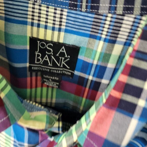 Jos. A Bank Green / Blue Plaid Shirt - Size Large - Picture 2 of 4